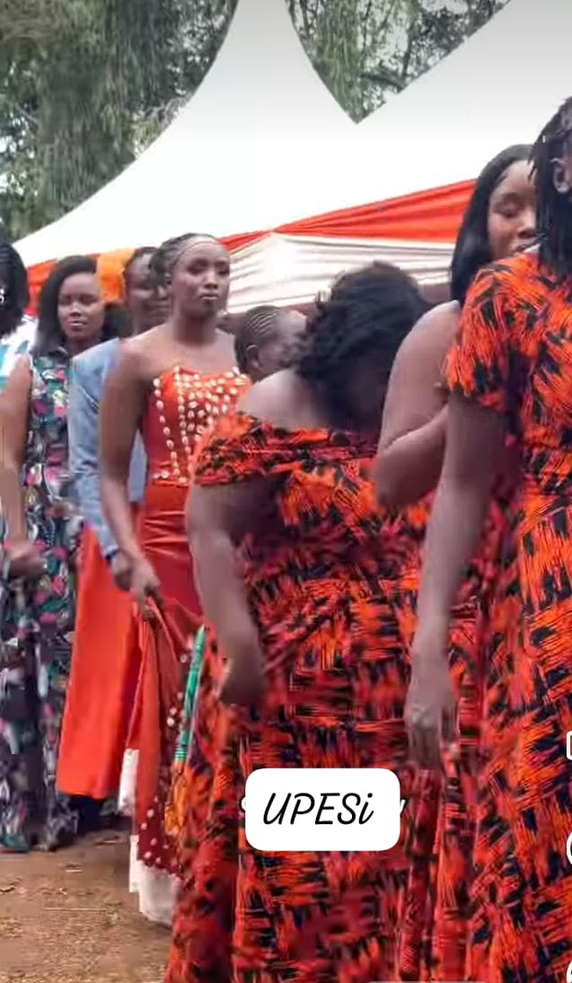 Guests in coordinated traditional dresses